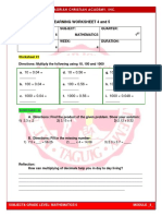 Learning Worksheet 4 and 5: Mt. Moriah Christian Academy, Inc