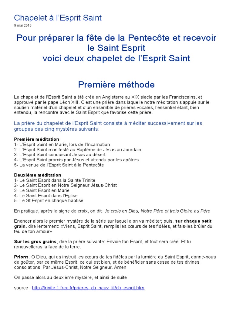 Chapelet de l'Esprit Saint : Guide de prière | PDF | Rosaire | Saint-Esprit