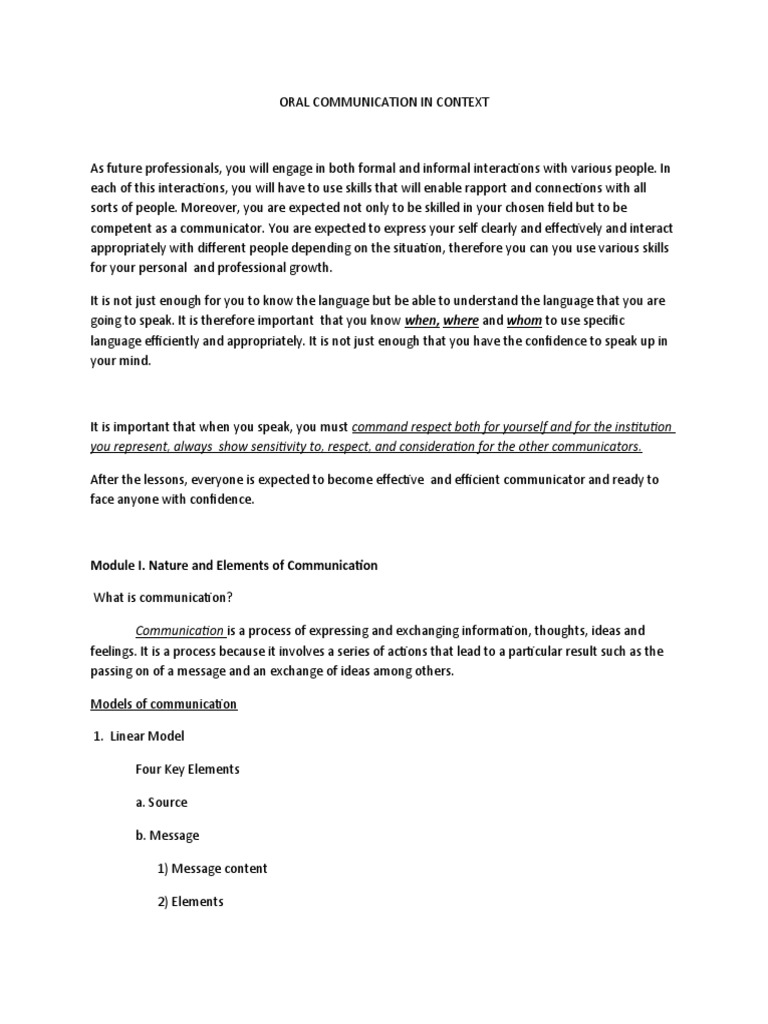 Grade 11 Oral Communication Module | PDF | Communication | Metaphysics ...