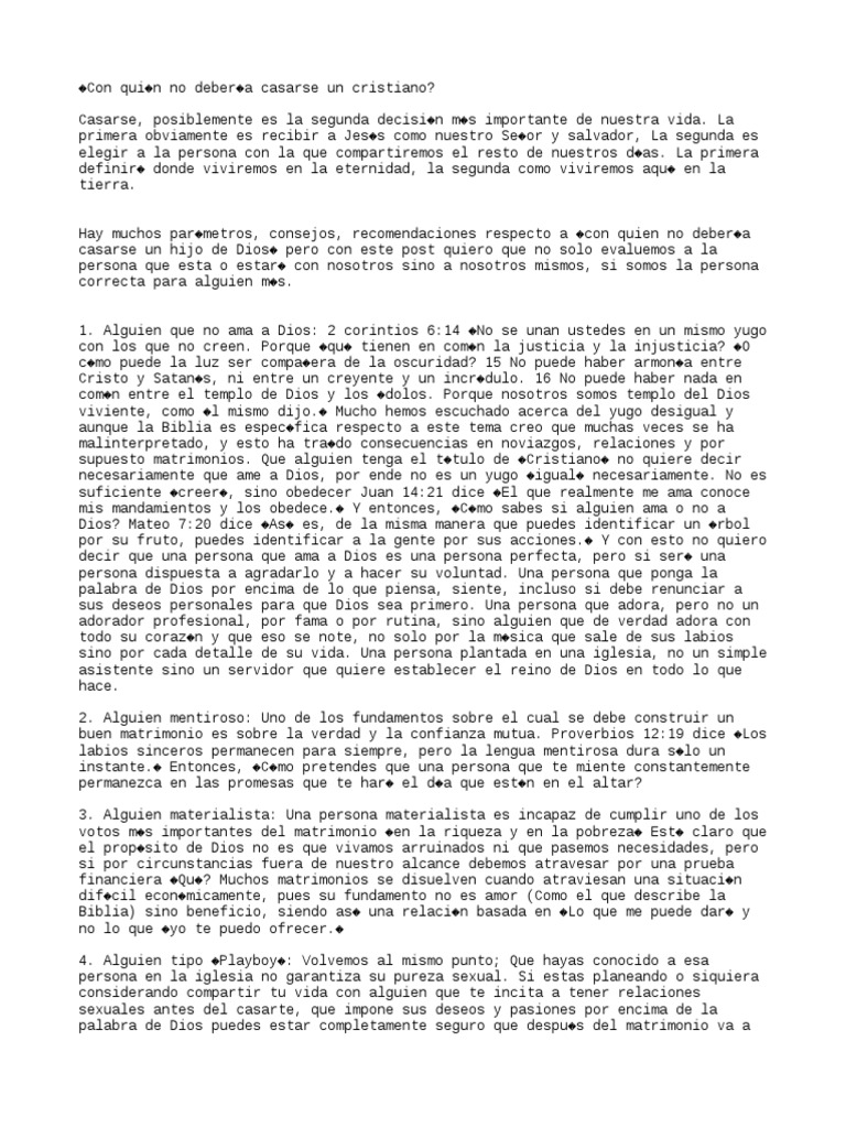 Matrimonio Cristiano: Con Quién No Casarse | PDF | Dios | Amor