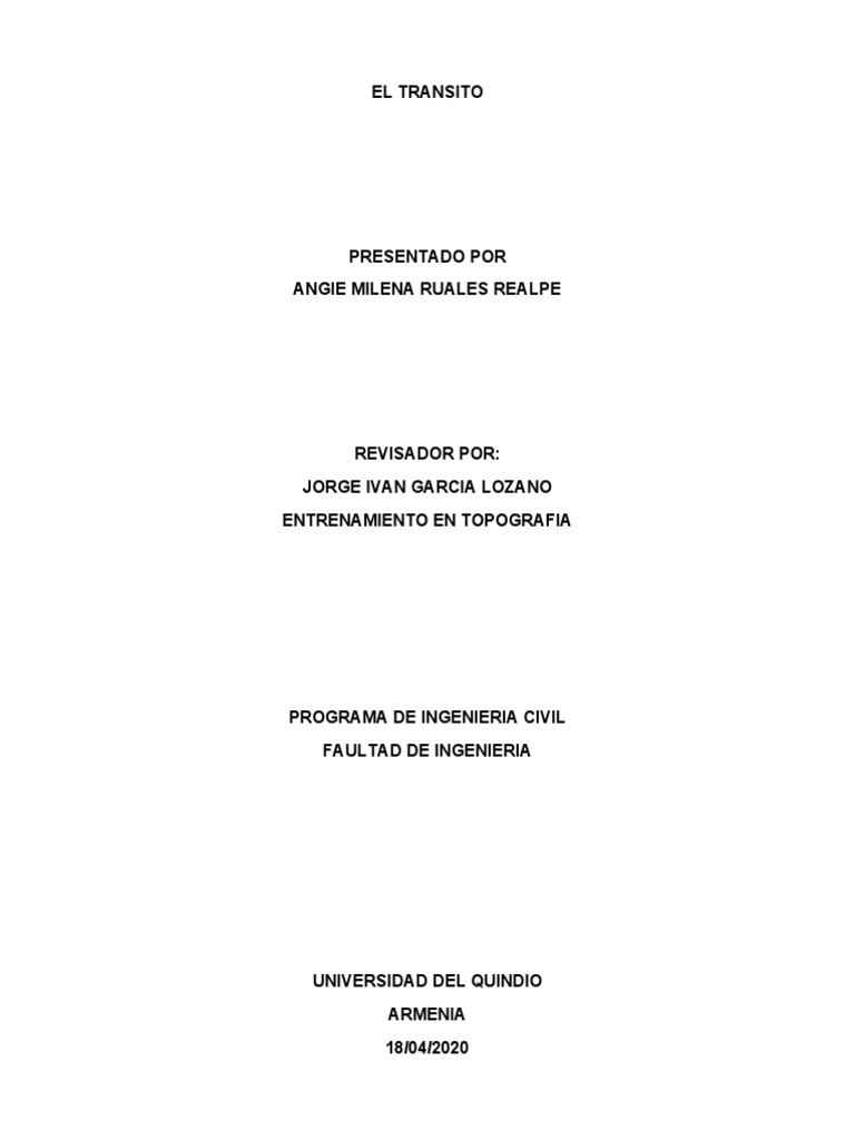 El Transito Pdf Topografía Equipo