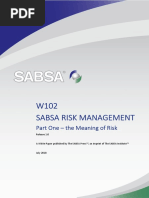 W102 Sabsa Risk Management: Part One - The Meaning of Risk