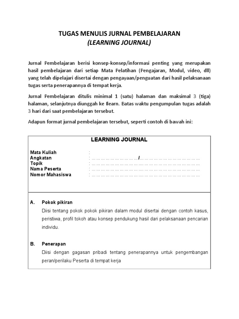 Format dan Contoh Jurnal Pembelajaran | PDF | Seni