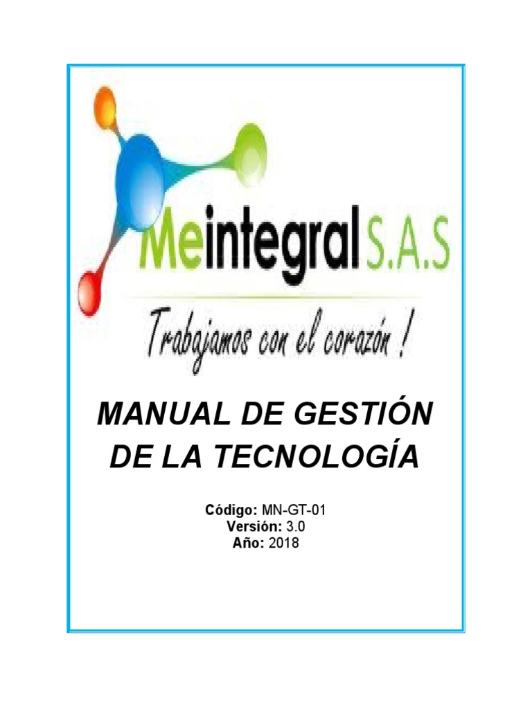 GESTIÓN TECNOLOGIA Manual de Gestión de La Tecnología MN-GT-01 v3 | PDF ...