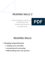 Reading Skills 2: Gec1033 English For Effective Communication Ppismp Mathematics (1 Ppismp Mt3)