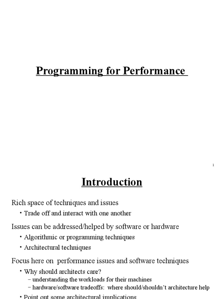 Programming For Performance | PDF | Parallel Computing | Cache (Computing)