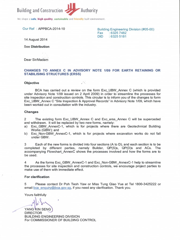 Changes to BCA ERSS Annex C Forms | PDF | Real Estate Law | Economic ...