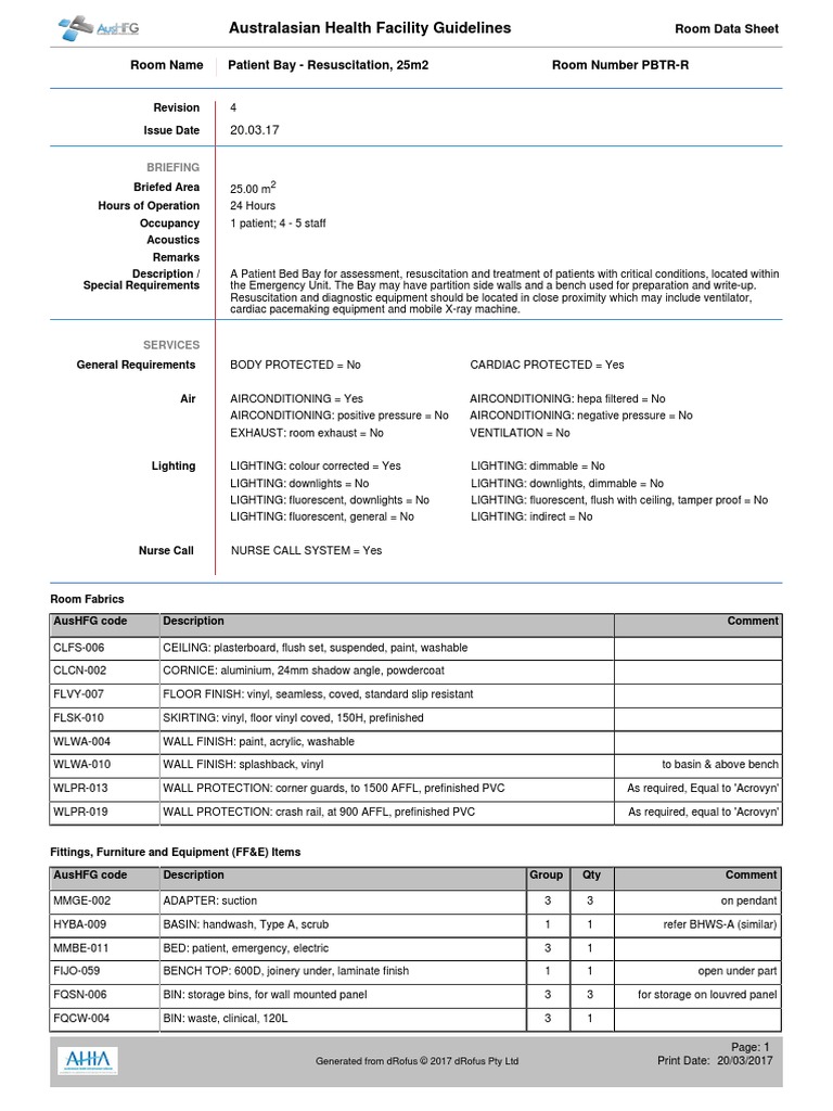Australasian Health Facility Guidelines Briefing PDF Nitrous Oxide