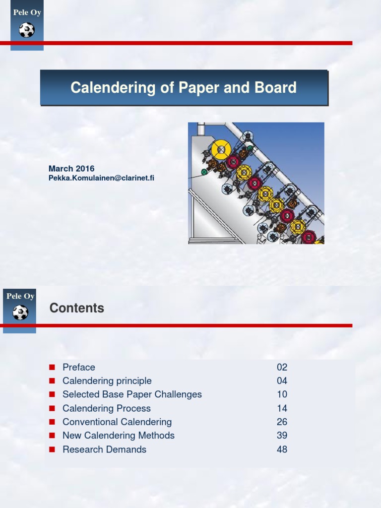 Overview of Paper Calendering Process | PDF | Paper | Materials