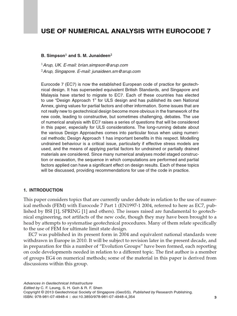 18SEAGC - Use of Numerical Analysis With Eurocode 7, Brian Simpson ...