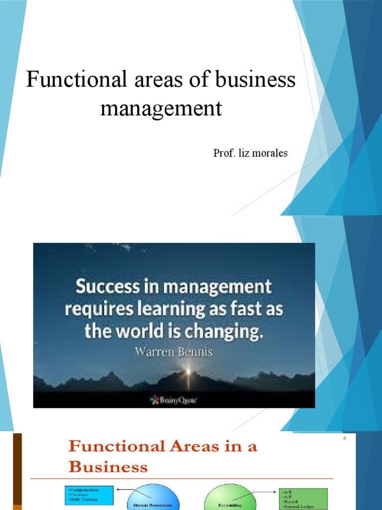 Functional Areas of Business Management: Prof. Liz Morales | PDF ...