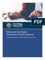 Sales and Use Taxes: Exemptions and Exclusions: California Revenue and Taxation Code Part 1, Division 2