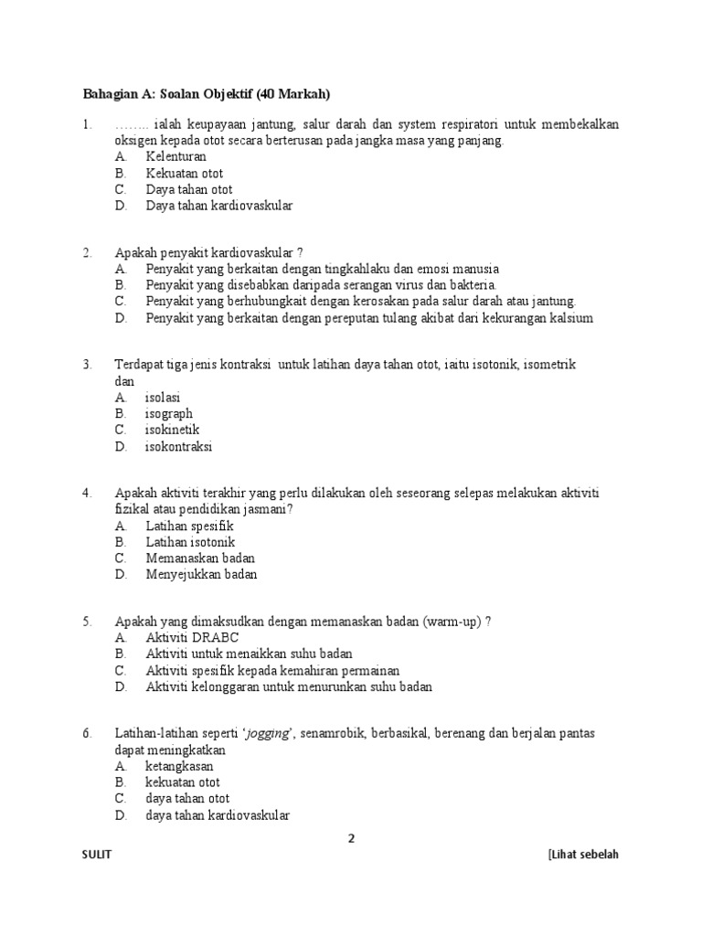 Soalan PJPK f4 ppt2018 | PDF