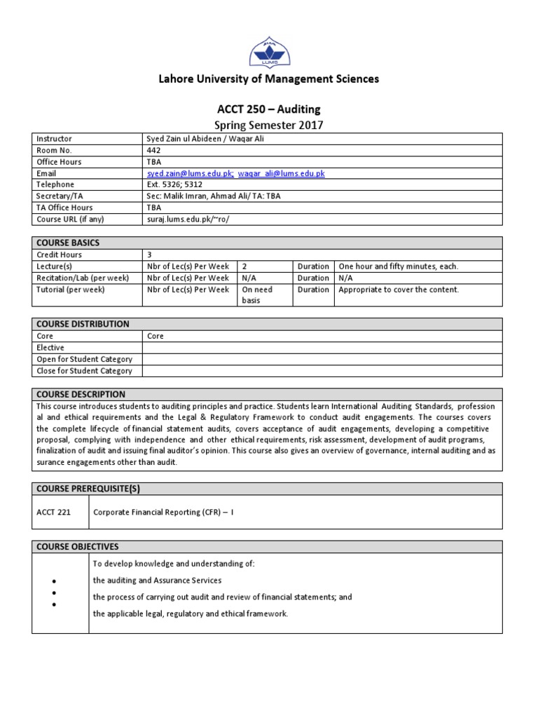 Auditing Course Overview | PDF | Internal Control | Audit