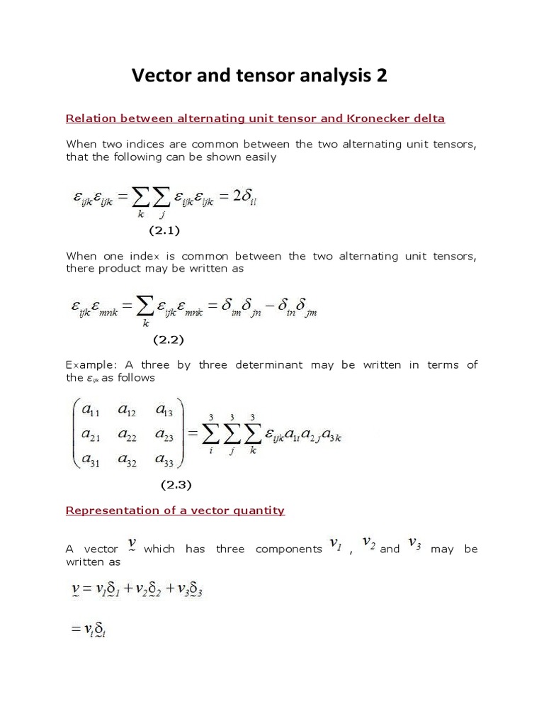 Vector and Tensor Analysis 2 PDF Euclidean Vector Tensor