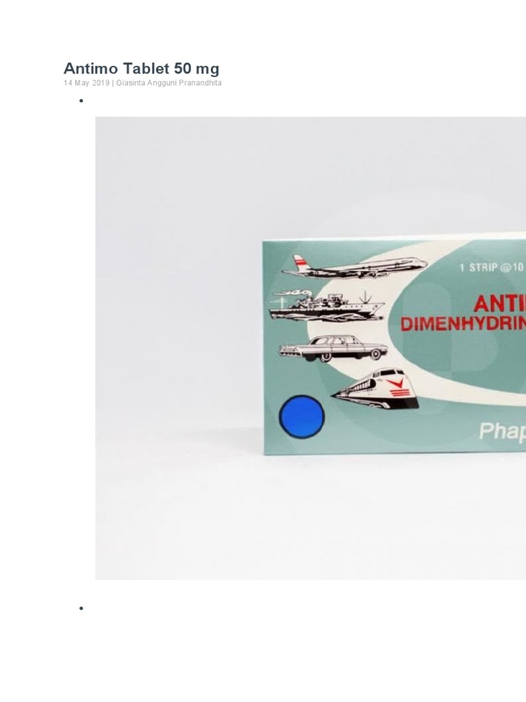 Dosis dan Efek Antimo Tablet 50 mg | PDF | Kesehatan Holistik