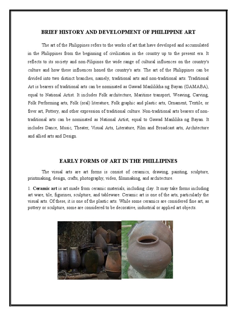 BRIEF HISTORY of PHILIPPINE ART | PDF | Ceramic Art | Paintings