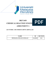 BKF 2453 Chemical Reaction Engineering 1 Assignment 1: Lecturer: DR Sureena Binti Abdullah