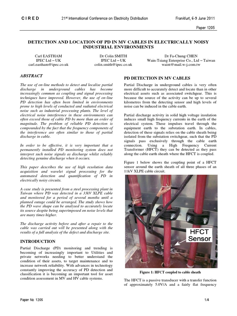 Detection and Location of PD in MV Cables in Electrically Noisy ...