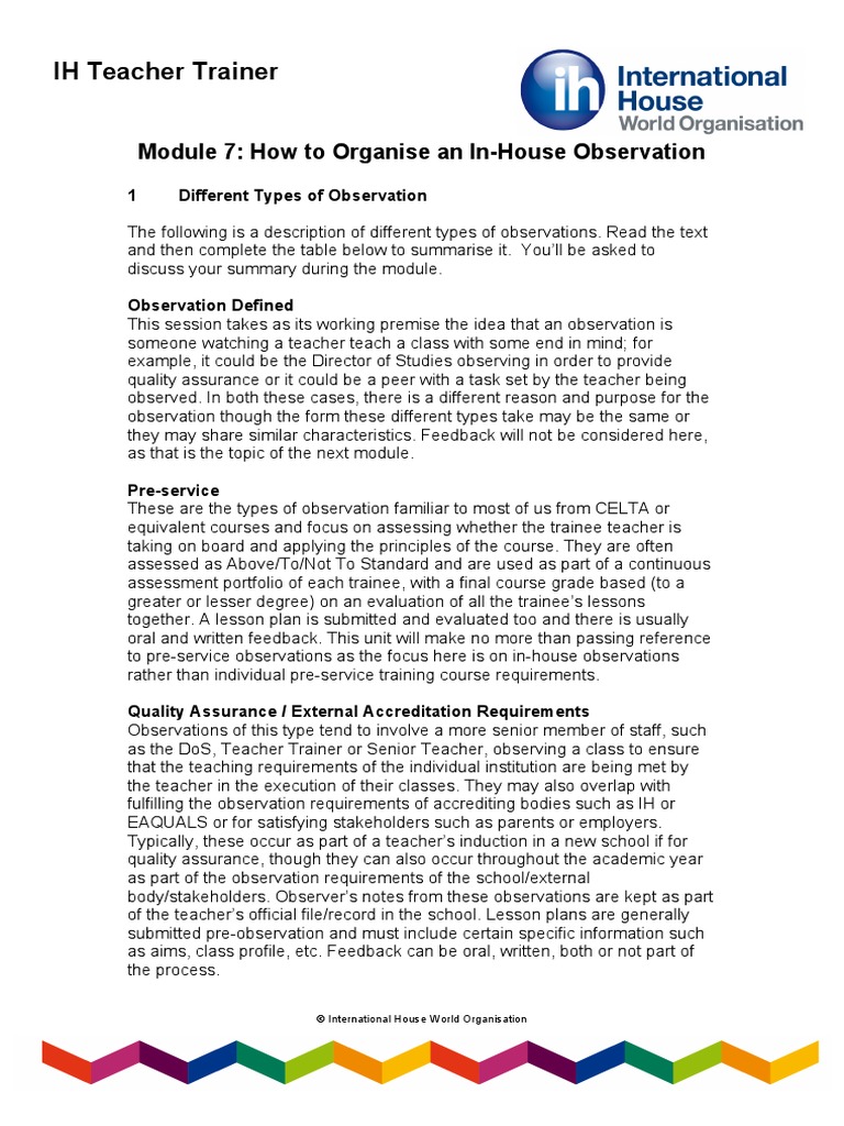 05 How To Organise An In-House Observation | PDF | Performance ...