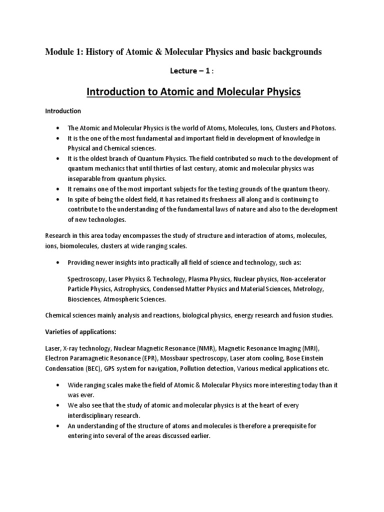 Lecture - 1-5 PDF | PDF | Atomic Nucleus | Raman Spectroscopy