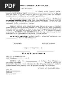 Special Power of Attorney For Bir Transaction