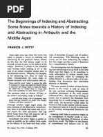 The Beginnings of Indexing and Abstracting: Some Notes Towards A History of Indexing and Abstracting in Antiquity and The Middle Ages