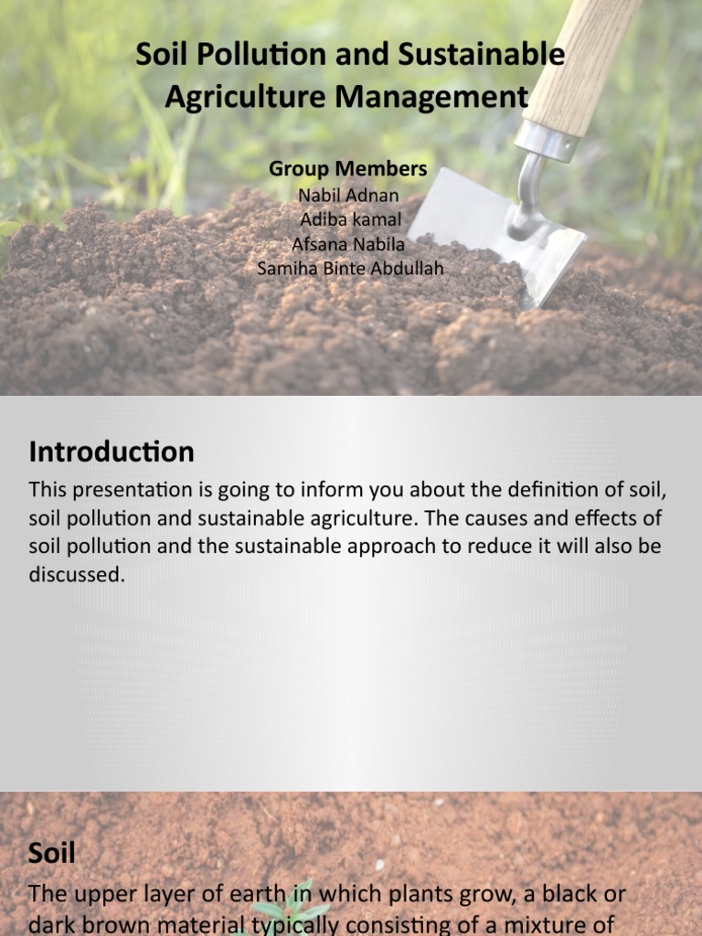 Soil Pollution and Sustainable Agriculture Management: Group Members ...