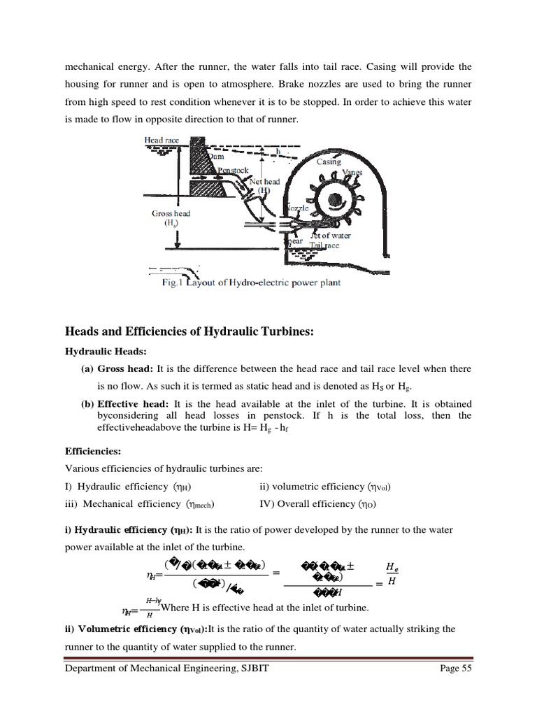 Heads and Efficiencies of Hydraulic Turbines | PDF | Turbine | Energy ...