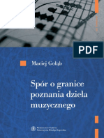 Maciej Gołąb - Spór o Granice Poznania Dzieła Muzycznego PDF