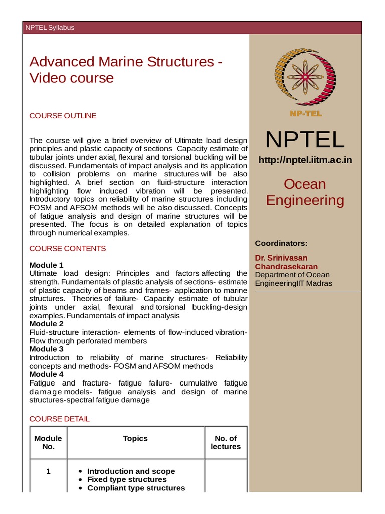 Nptel Advanced Marine Structures Video Course PDF Fatigue