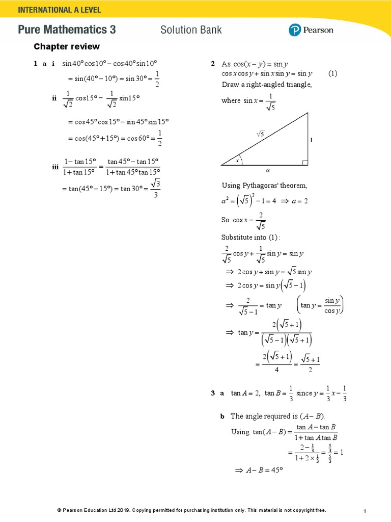 Ial Maths P3 Cr4 Trigonometric Functions Complex Analysis