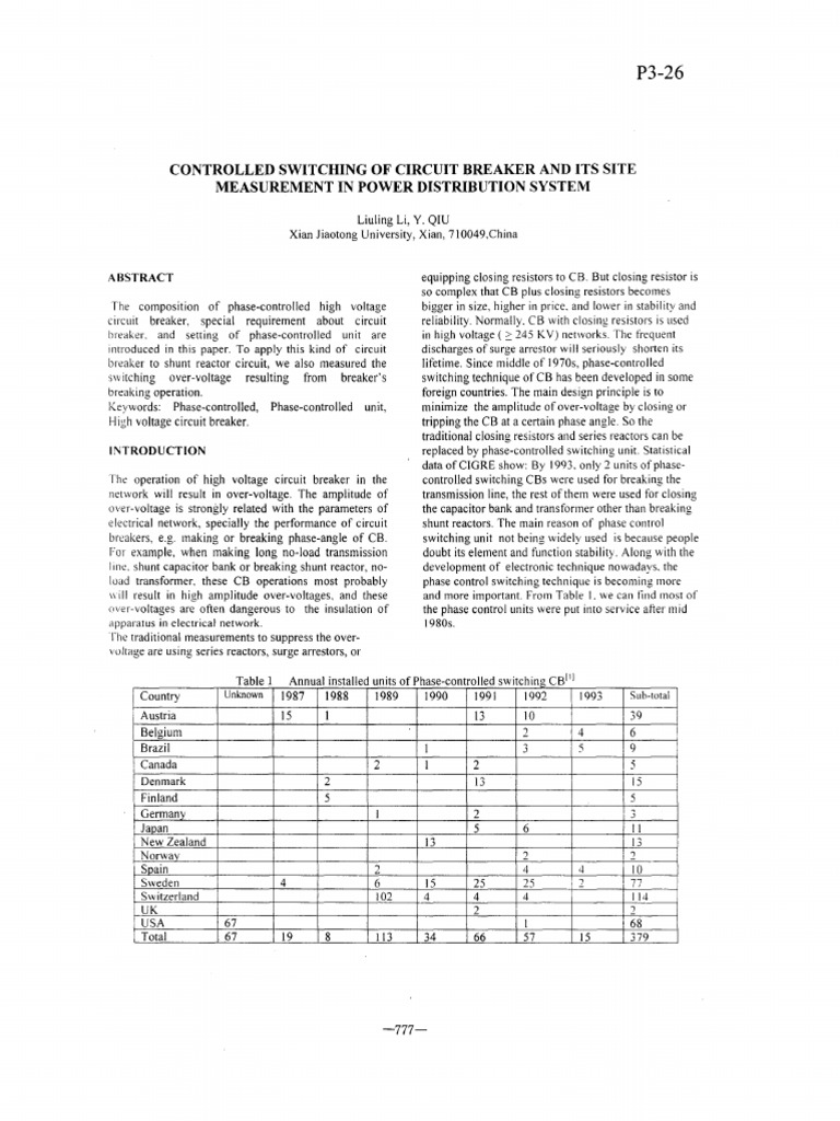 Controlled Switching of Circuit Breaker and Its Site Measurement PDF
