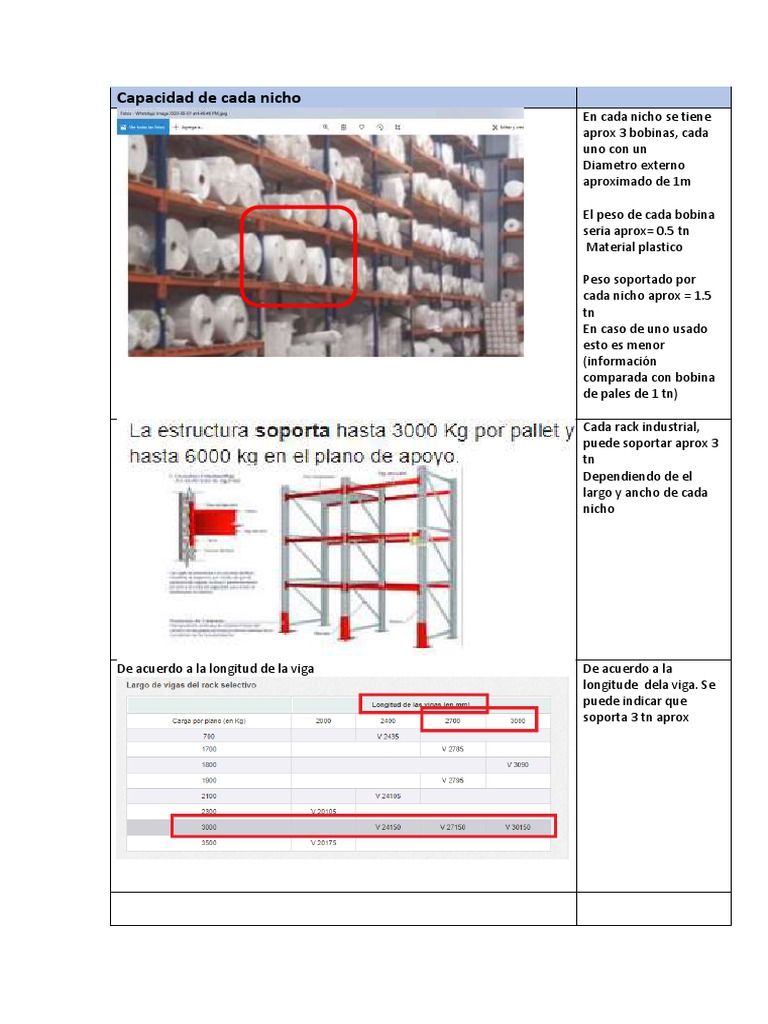 Capacidad y evaluación de racks industriales | PDF | Naturaleza