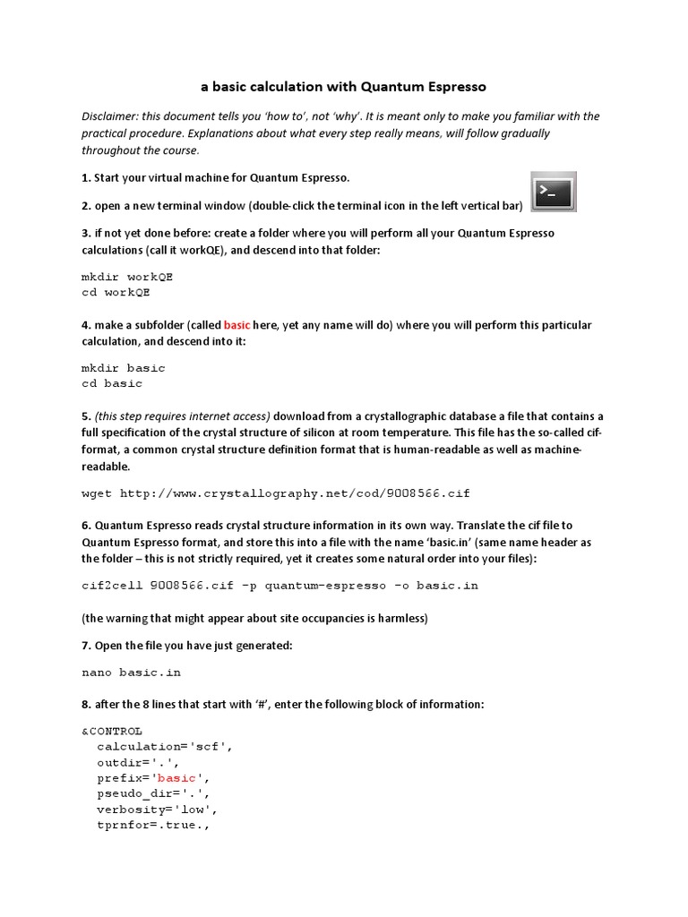 Project - 02 - Basic Calculation Quantum Espresso No Gui | PDF ...