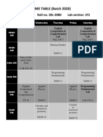 Batch 2020 Time Table Section 1F