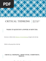 Critical Thinking: MBA-Evening Day 2 March 23, 2019