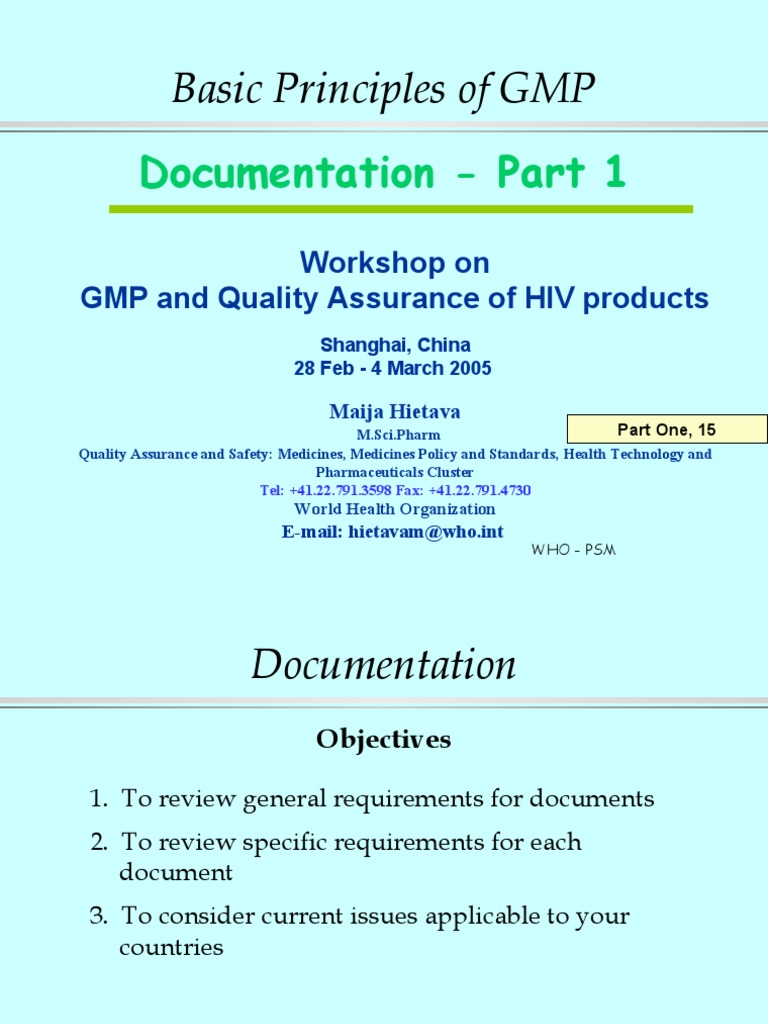 GMP Documentation Essentials | PDF | Documentation | Quality Assurance