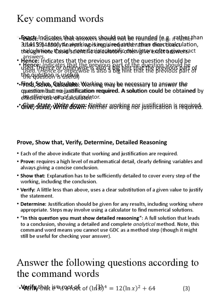 Understanding Key Command Words in Math | PDF | Teaching Methods ...