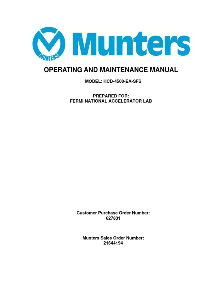 Operating and Maintenance Manual: MODEL: HCD-4500-EA-SFS | PDF ...