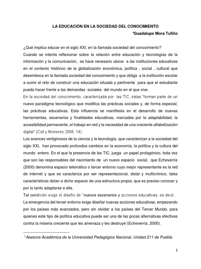 Educación en la Sociedad del Conocimiento | PDF | Tecnología de ...