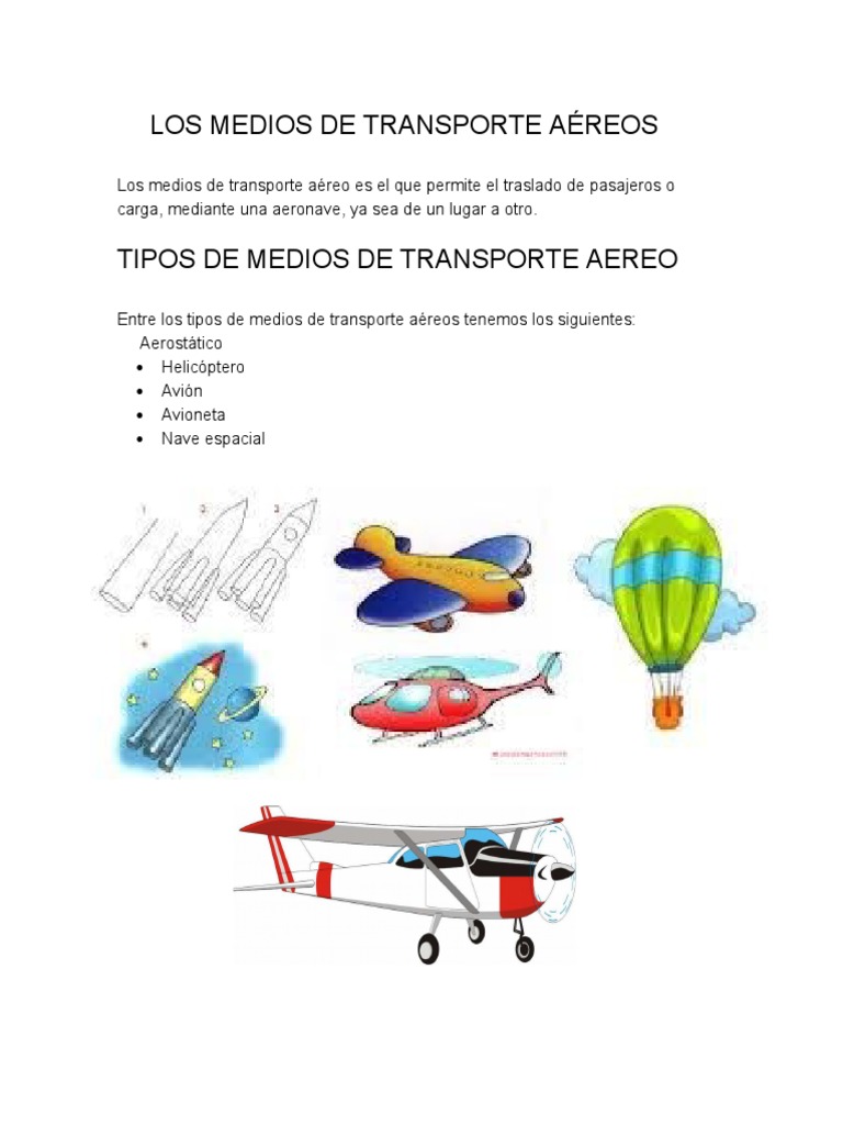 Tipos de Medios de Transporte Aéreos | PDF