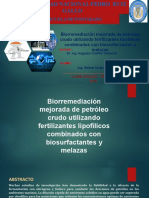 Biorremediación mejorada de petróleo crudo utilizando fertilizantes lipofílicos combinados con biosurfactantes y melazas