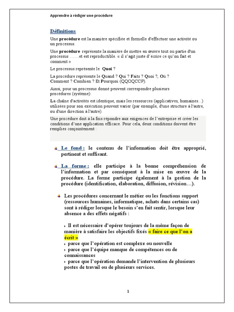 Rédiger une procédure efficace | PDF | Informations | Gestion des ...