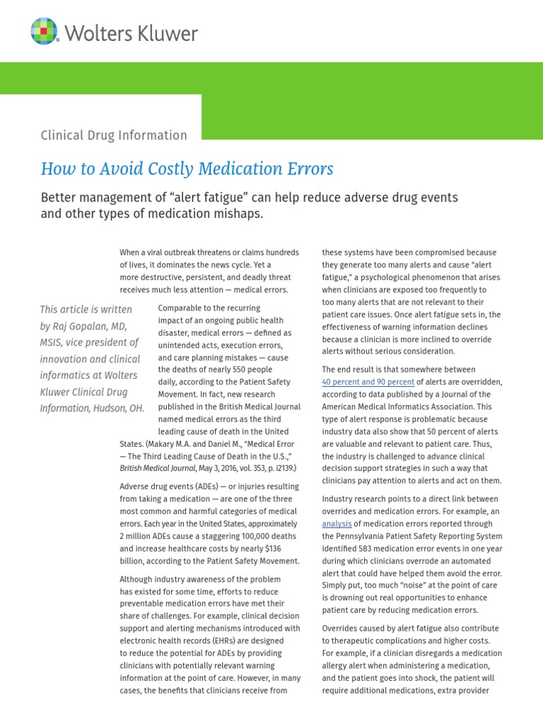 How To Avoid Costly Medication Errors Clinical Drug Information PDF