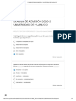 EXAMEN DE ADMISIÓN 2020-2 UNIVERSIDAD DE HUÁNUCO Ul PDF