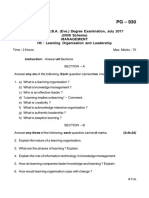 PG930 IV Semester M.B.A. (Eve.) Degree Examination, July 2017 (2008 Scheme) Management H5: Learning Organisation and Leadership