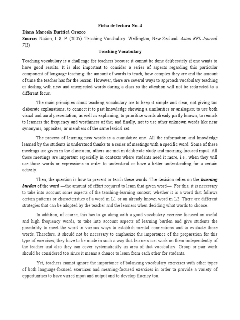 Teaching Vocabulary | PDF | Vocabulary | Learning