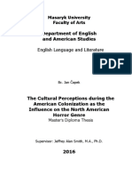 Jan Čapek - The Cultural Perceptions During The American Colonization As The Influence On The North American Horror Genre