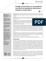 Conocimientos y Prácticas de Los Empleados Sobre Exposición Ocupacional A La Tuberculosis en Hospitales Especializados en Tuberculosis en Sudáfrica.